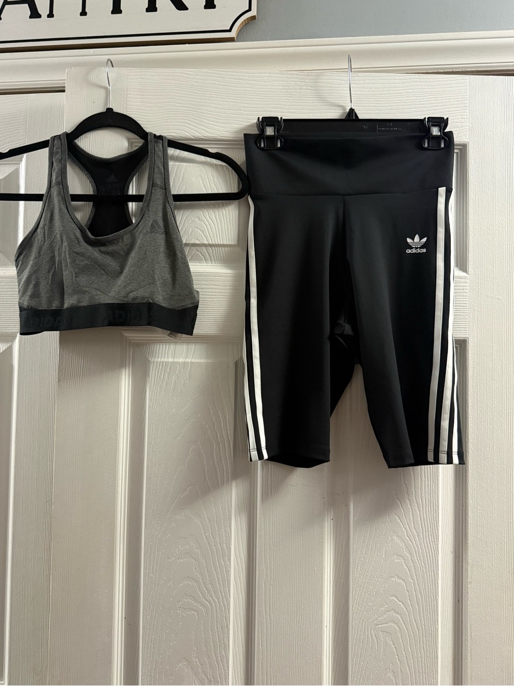 Adidas Originals High Rise Short Tights and Gray/Black Adidias Sports Bra Bundle